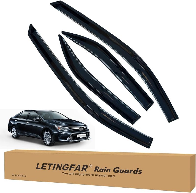 LETINGFAR حواجز المطر لنوافذ تويوتا كامري 2012 2013 2014 2015 2016 2017، واقيات الرياح، ظلال التهوية لتويوتا كامري - Image 1